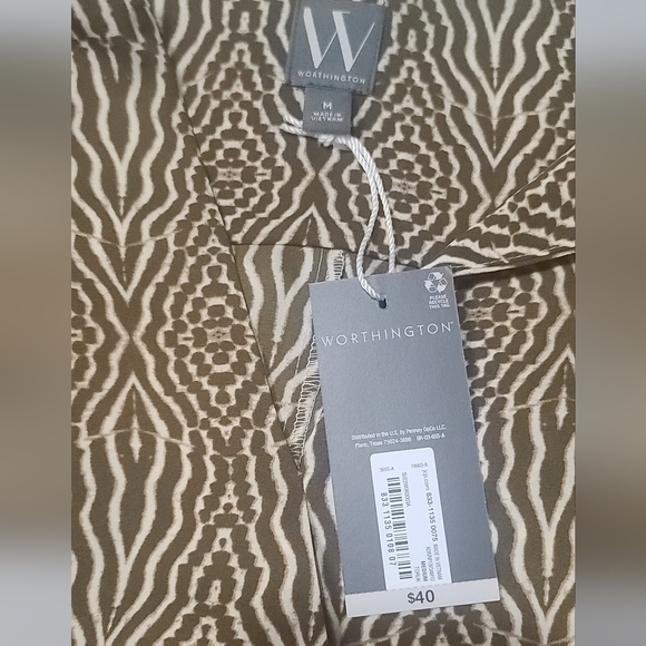 Worthington Women's Y Neck Elbow Sleeve Blouse - Picture 2 of 7